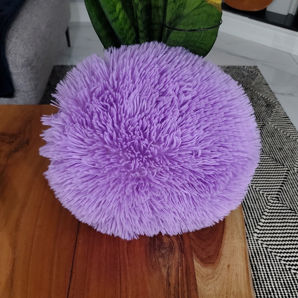 Eccentric Fluffy Purple Round Pillow Cover